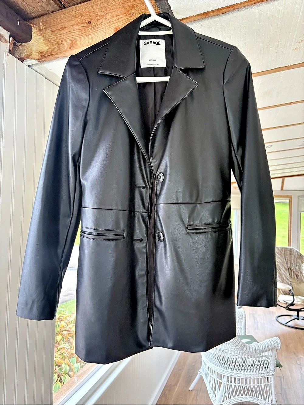 GARAGE Faux Leather Blazer Black Jacket